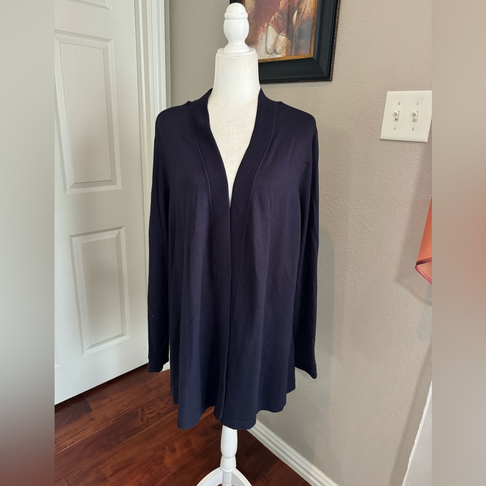 Charter Club Navy Open-Front Cardigan Plus Zs 3XL